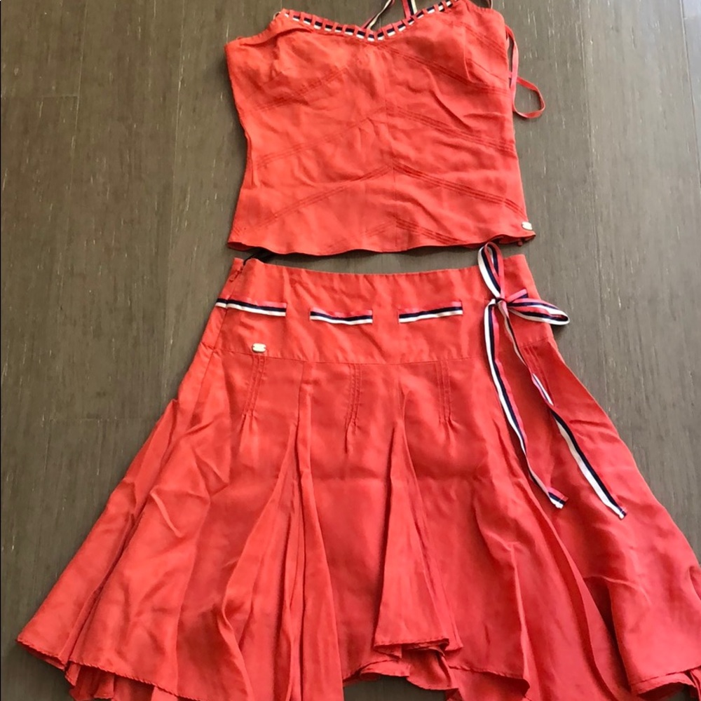 Top and skirt with ribbons
